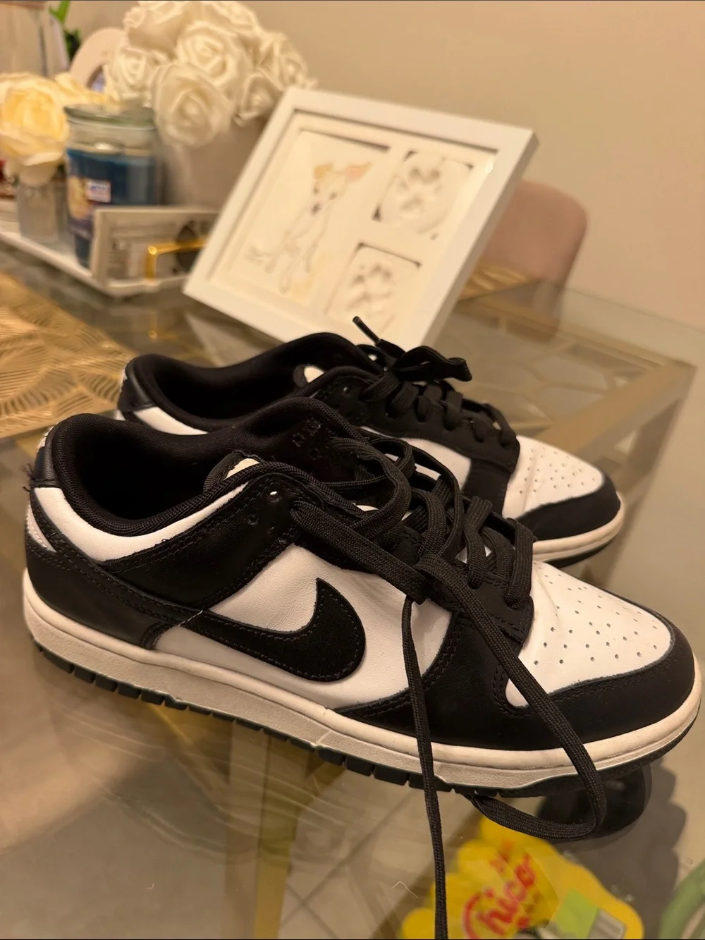 Nike Black and White Low-Top Sneakers with Swoosh(PANDA DUNKS) (Great condition)